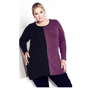 020. AVENUE Plus Size Lena Color block Tunic w/pockets!!! SZ 16